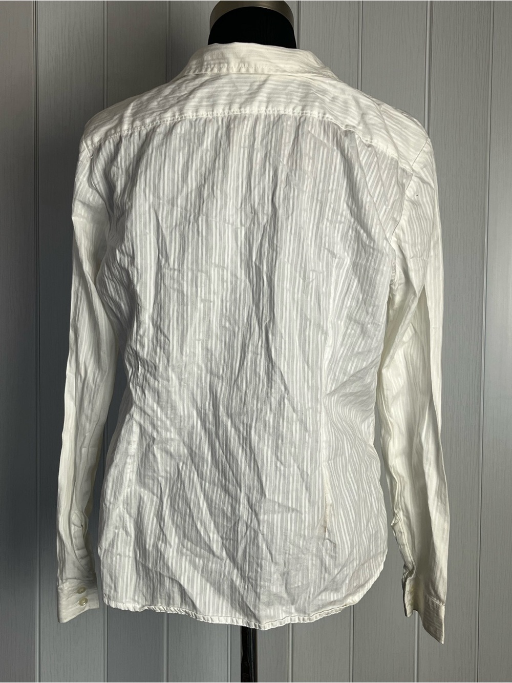 GAP White Long-Sleeve Button Shirt Stripe Textured - Picture 7 of 12